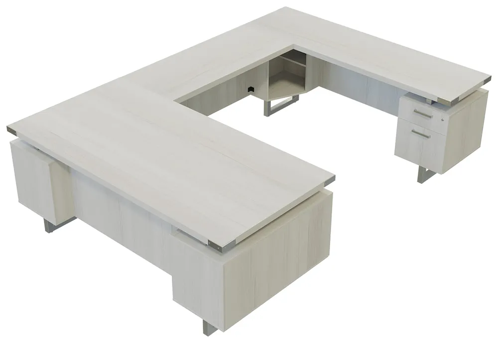 U Shaped Desk with Drawers