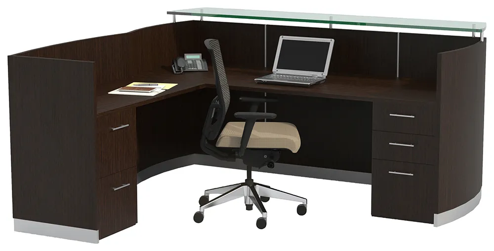 L Shaped Reception Desk with Drawers
