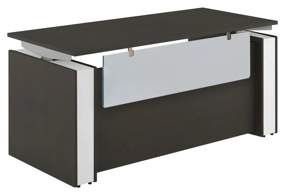 Sit Stand Desk with Acrylic Modesty Panel
