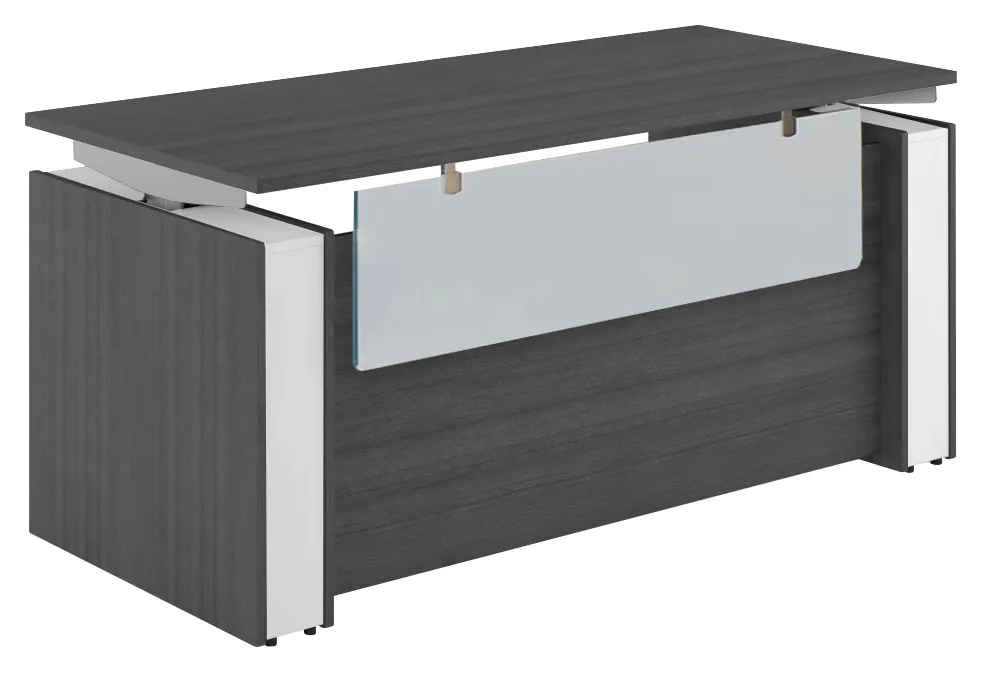 Sit Stand Desk with Acrylic Modesty Panel