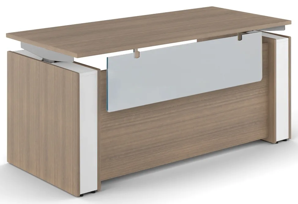 Sit Stand Desk with Acrylic Modesty Panel