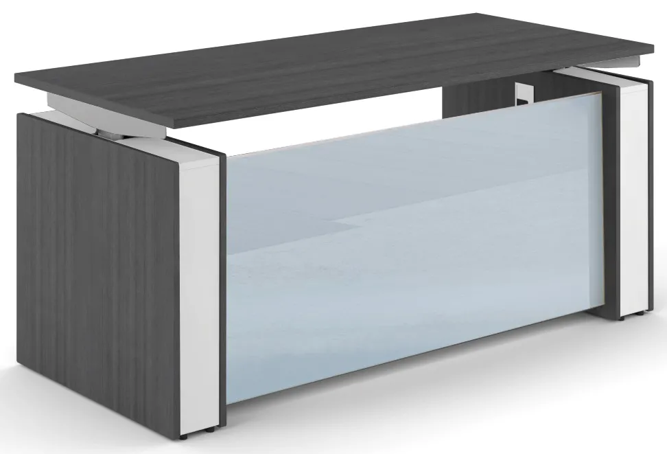 Sit Stand Desk with Glass Modesty Panel