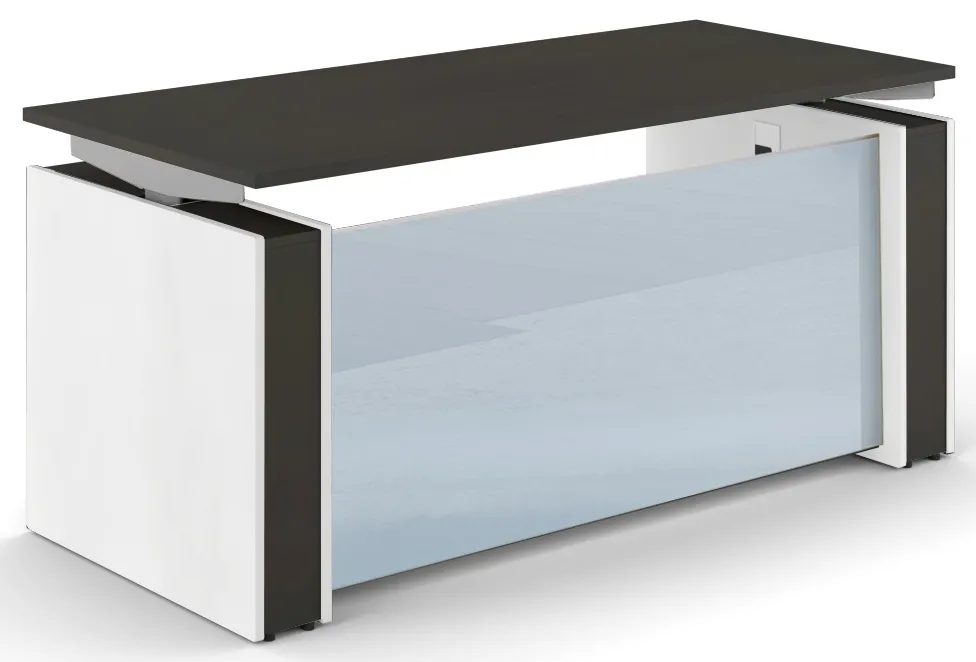 Standing Desk with Glass Modesty Panel