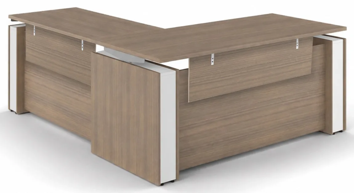L Shape Standing Desk with Modesty Panels