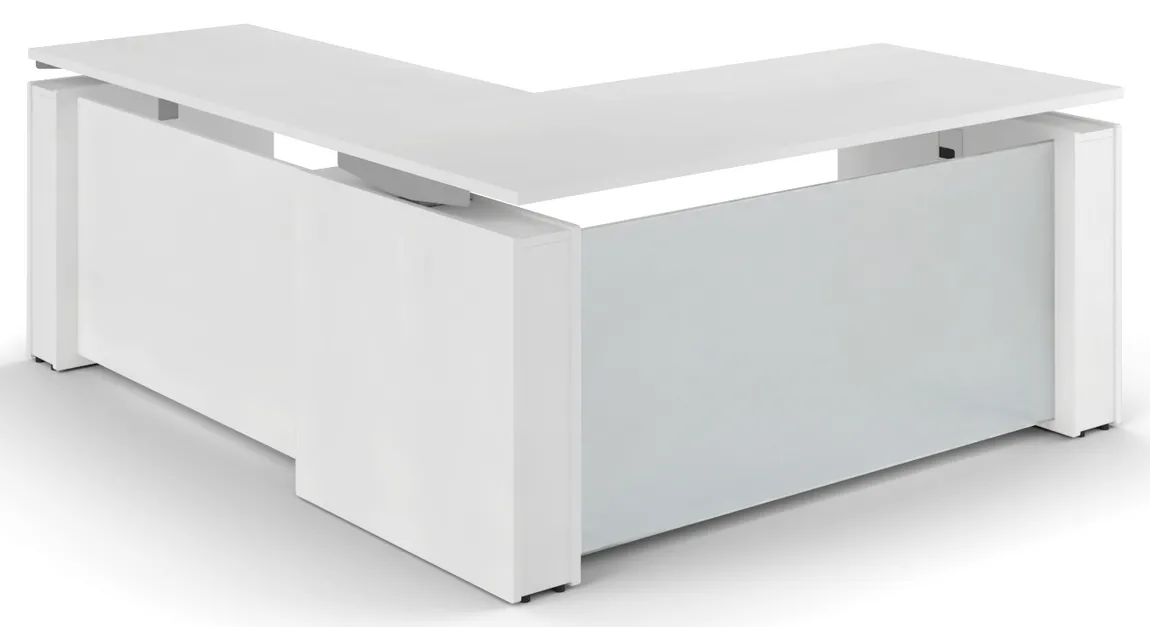 Standing L Desk with Glass Modesty Panel