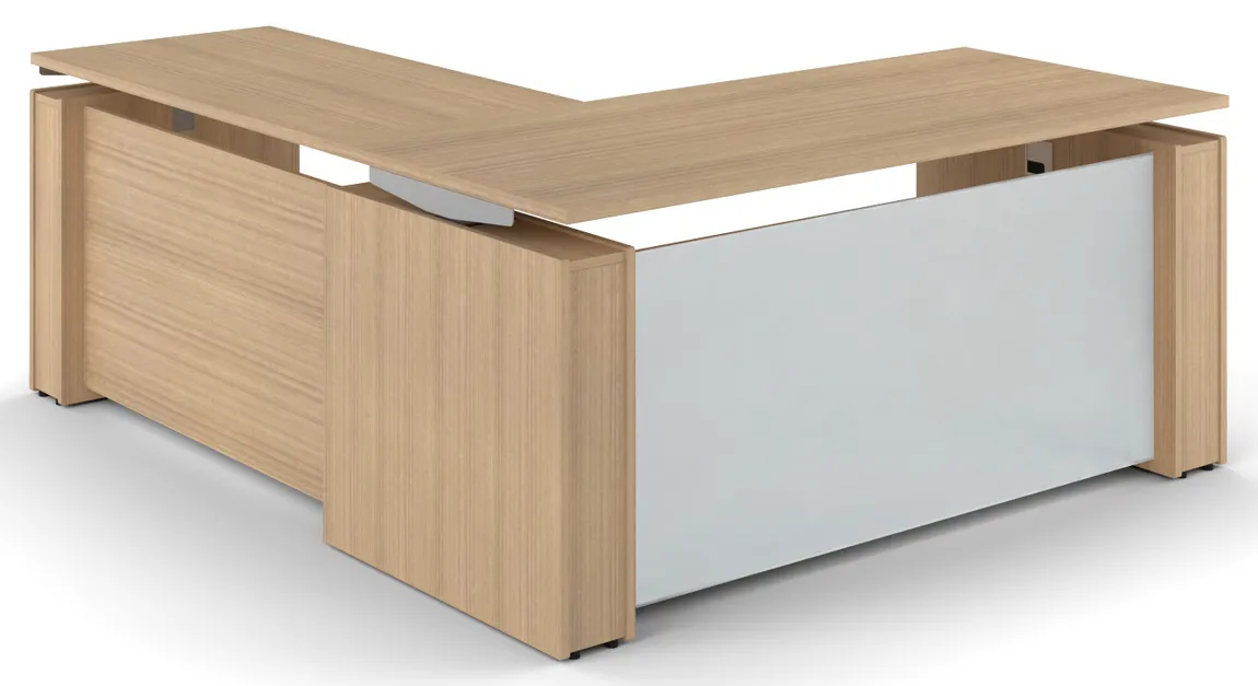 Standing L Desk with Glass Modesty Panel
