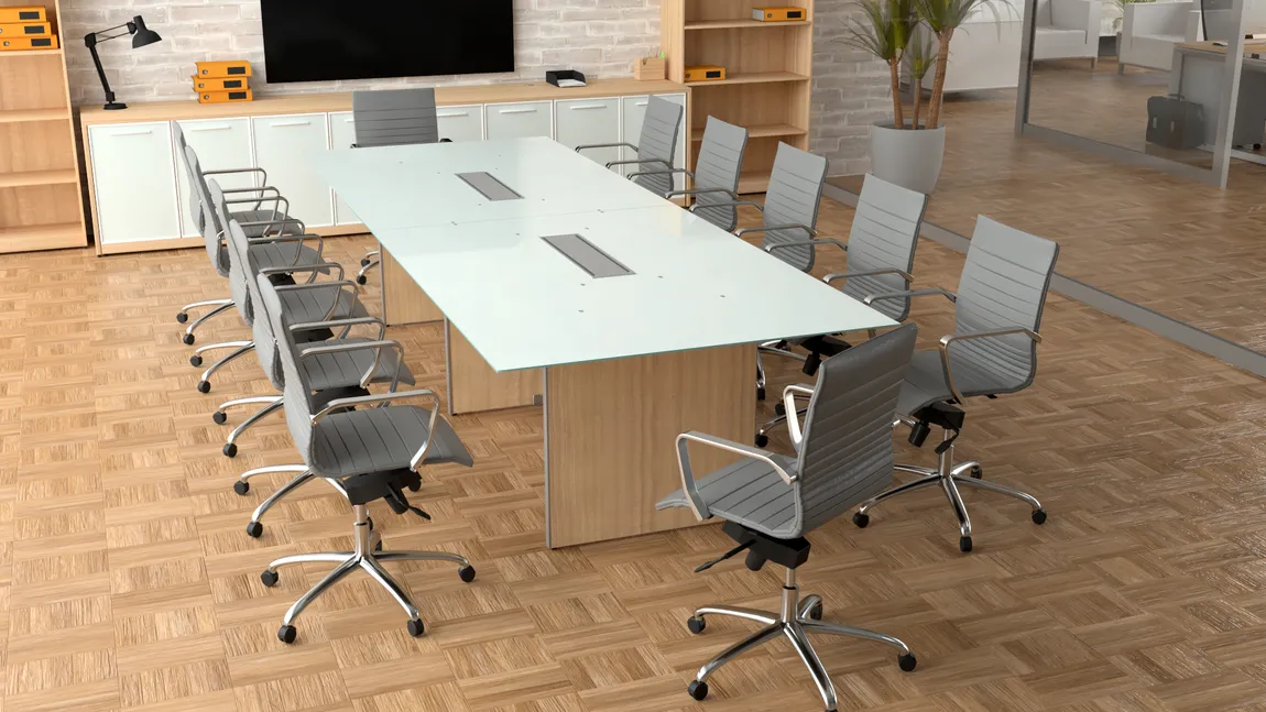 Glass Top Conference Table and Chairs Set
