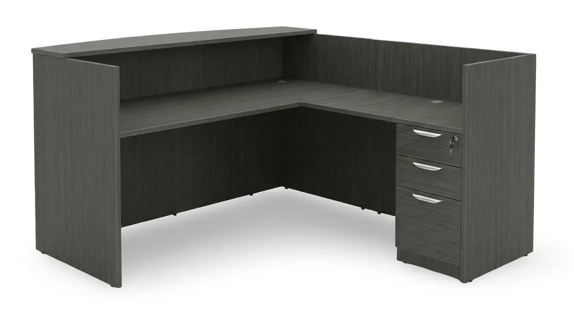 L Shaped Reception Desk with Drawers