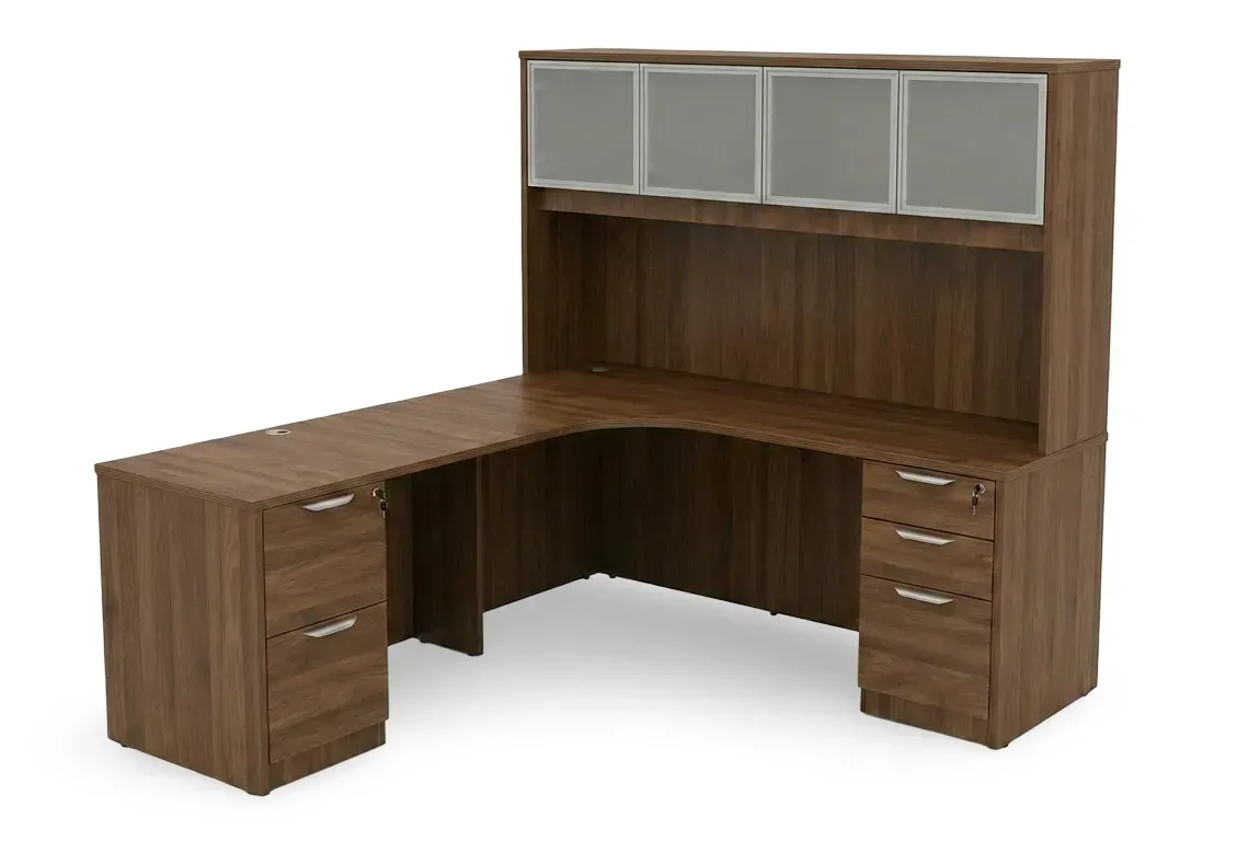 L Shaped Desk with Hutch