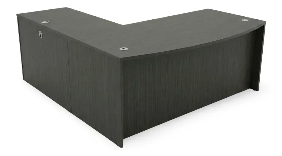 Bow Front L-Shaped Desk with Drawers