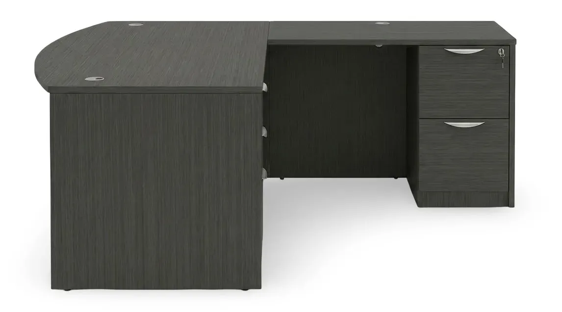 Bow Front L Shaped Desk with Drawers