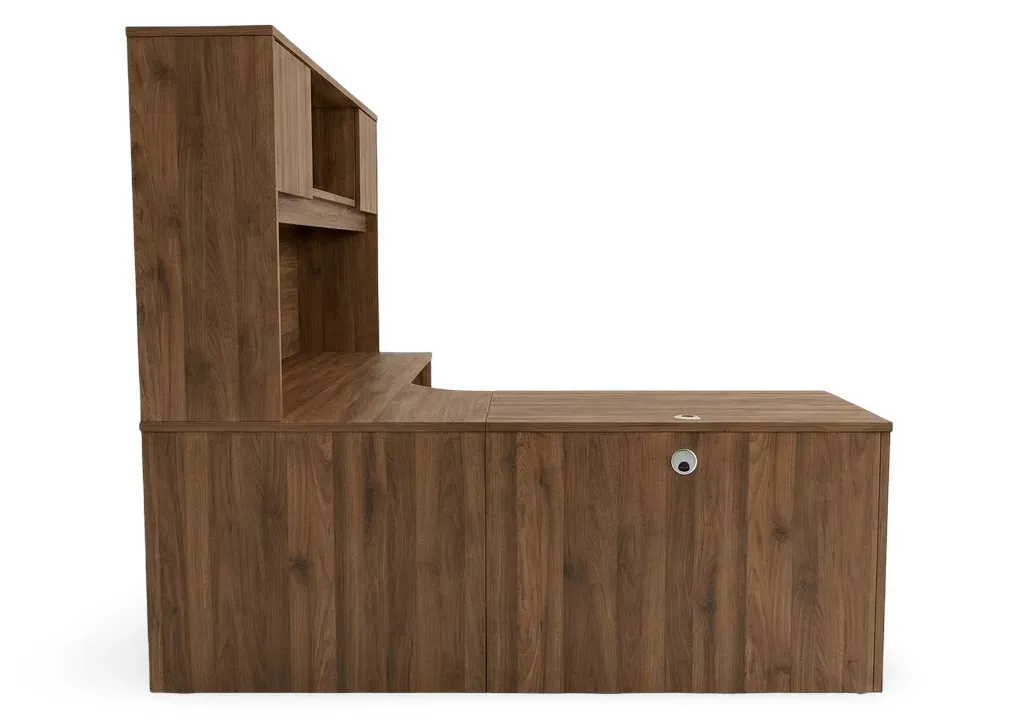 L Shaped Desk with Hutch and Drawers