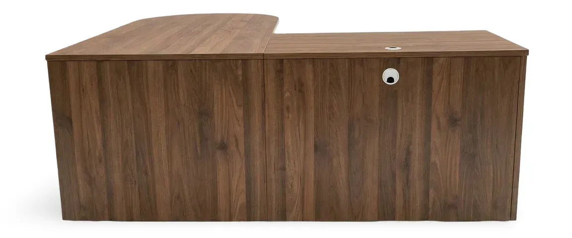 L-Shaped Peninsula Desk with Drawers