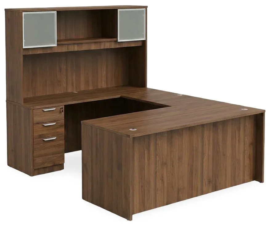 U Shaped Desk with Hutch