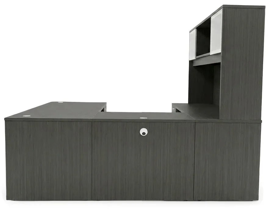 U Shape Desk with Hutch and Drawers