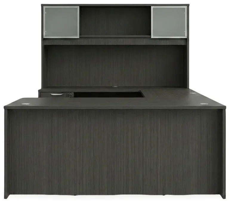 U Shape Desk with Hutch and Drawers
