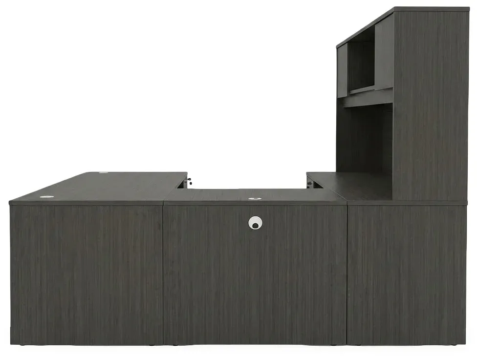 U Shape Desk with Hutch and Drawers