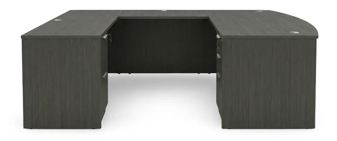Bow Front U Shape Desk with Drawers