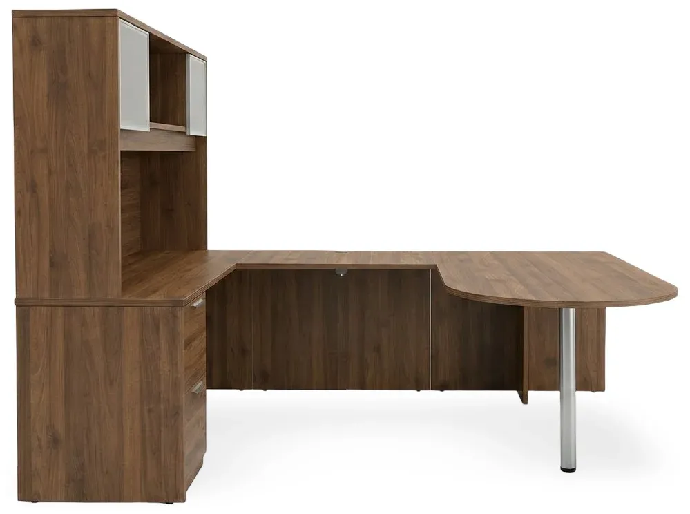 U Shaped Peninsula Desk with Hutch