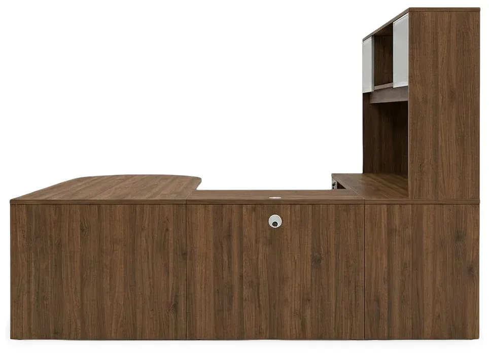 U Shaped Peninsula Desk with Hutch
