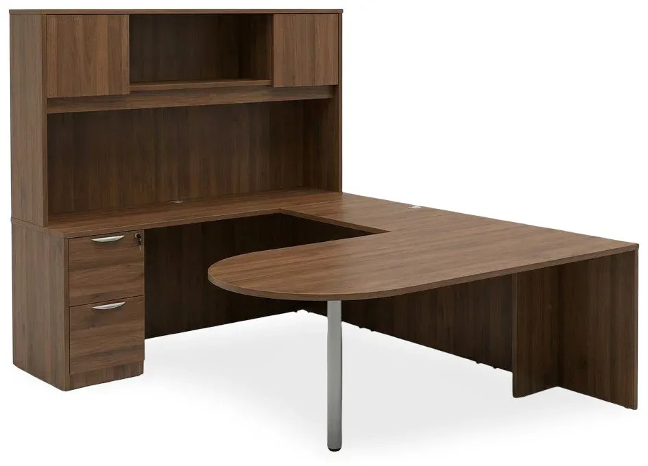 U Shaped Peninsula Desk with Hutch