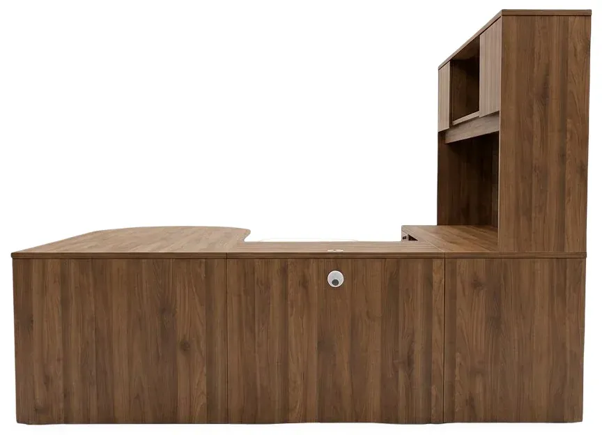U Shaped Peninsula Desk with Hutch