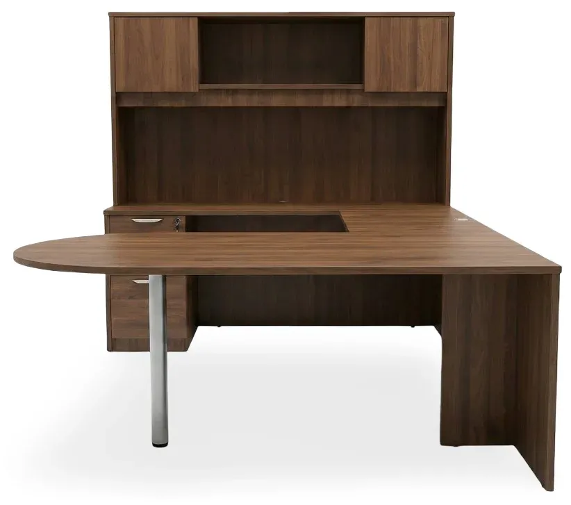 U Shaped Peninsula Desk with Hutch