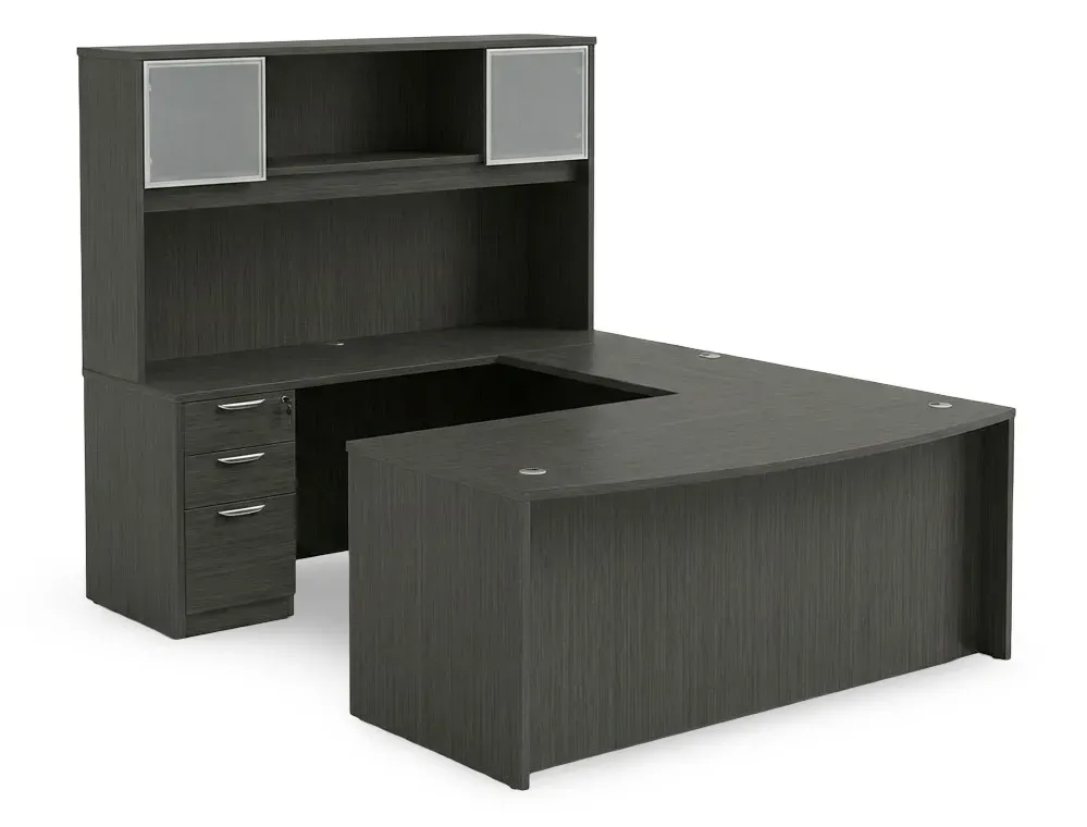 Bow Front U Shape Desk with Hutch