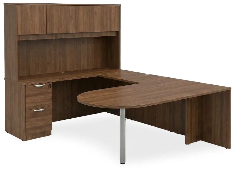 U Shaped Peninsula Desk with Hutch