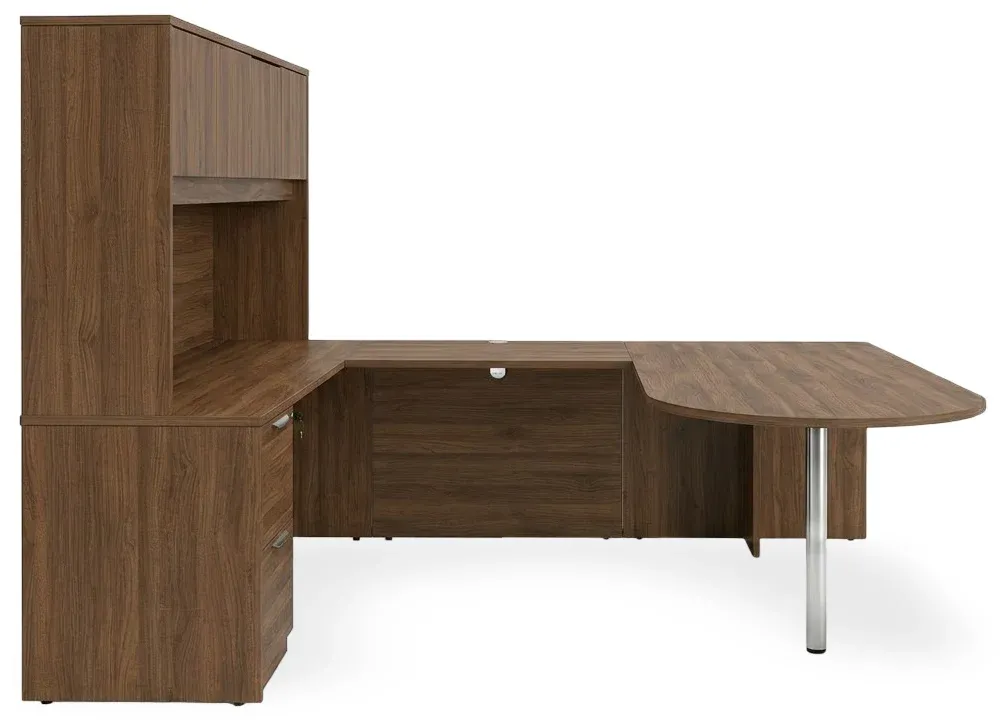 U Shaped Peninsula Desk with Hutch