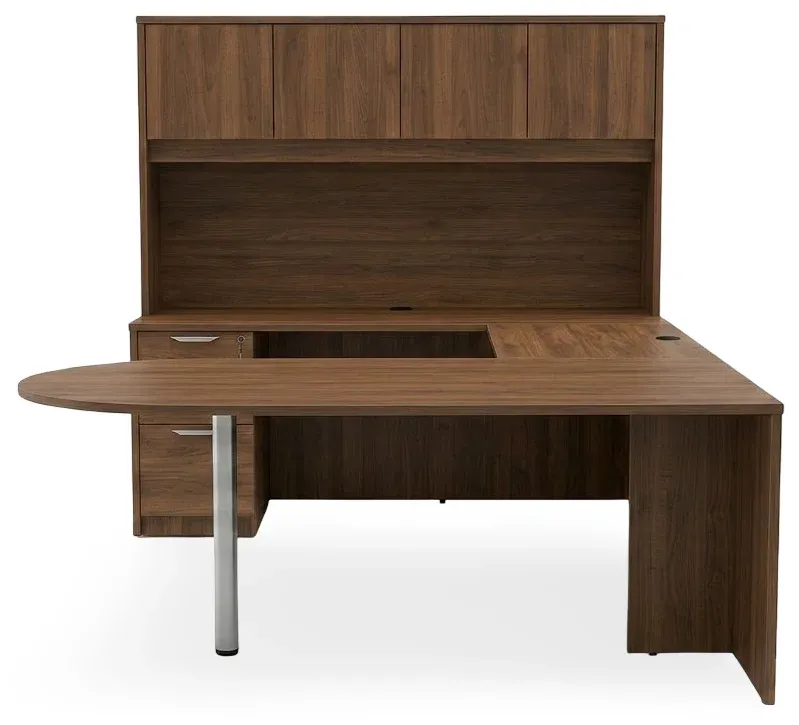 U Shaped Peninsula Desk with Hutch