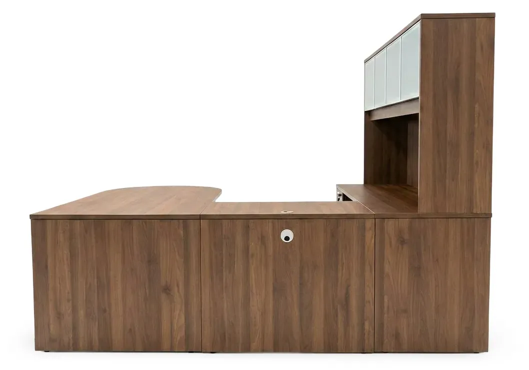 U Shaped Peninsula Desk with Hutch