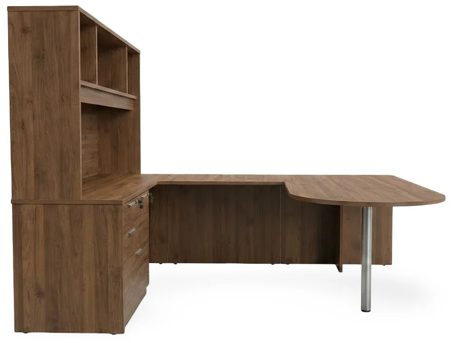 U Shaped Peninsula Office Desk with Hutch