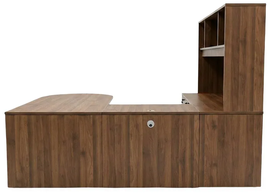 U Shaped Peninsula Office Desk with Hutch