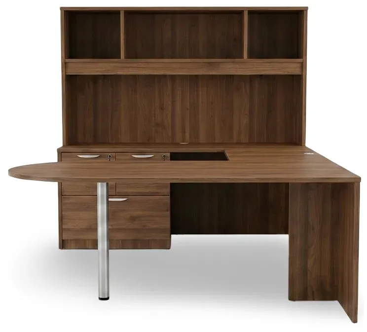 U Shaped Peninsula Office Desk with Hutch