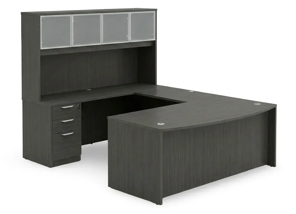Bow Front U Shape Desk with Hutch