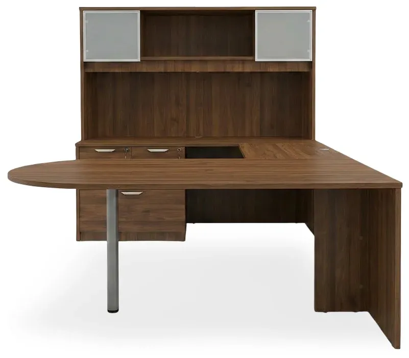 U Shaped Peninsula Desk with Hutch