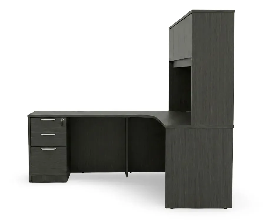 L Shaped Desk with Hutch and Drawers