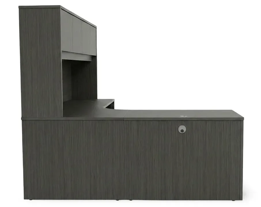 L Shaped Desk with Hutch and Drawers