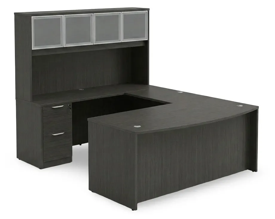 Bow Front U Shape Desk with Hutch