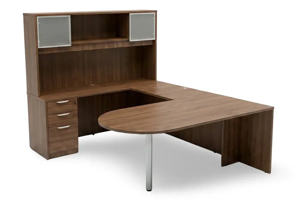 U Shaped Peninsula Desk with Storage