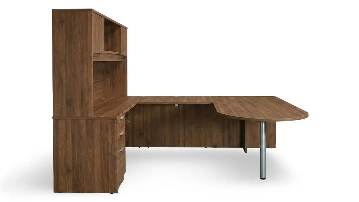 U Shaped Peninsula Desk with Storage