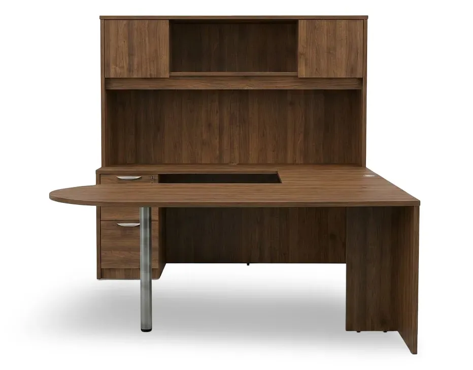 U Shaped Peninsula Desk with Storage