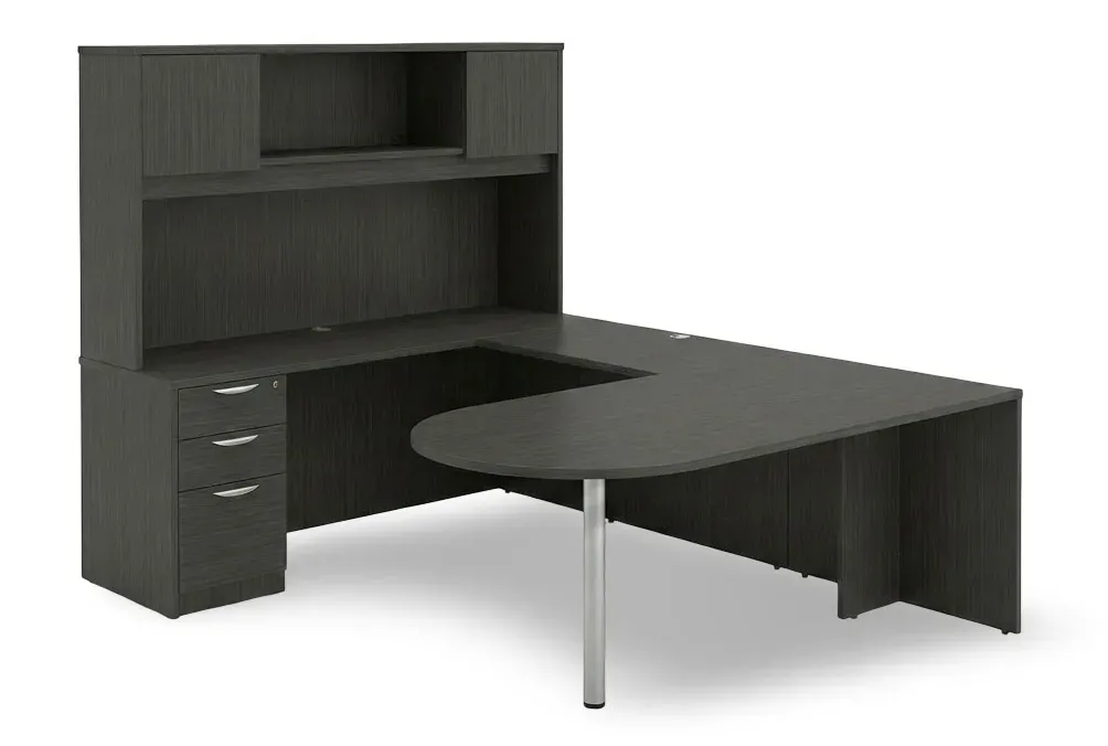 U Shaped Peninsula Desk with Hutch