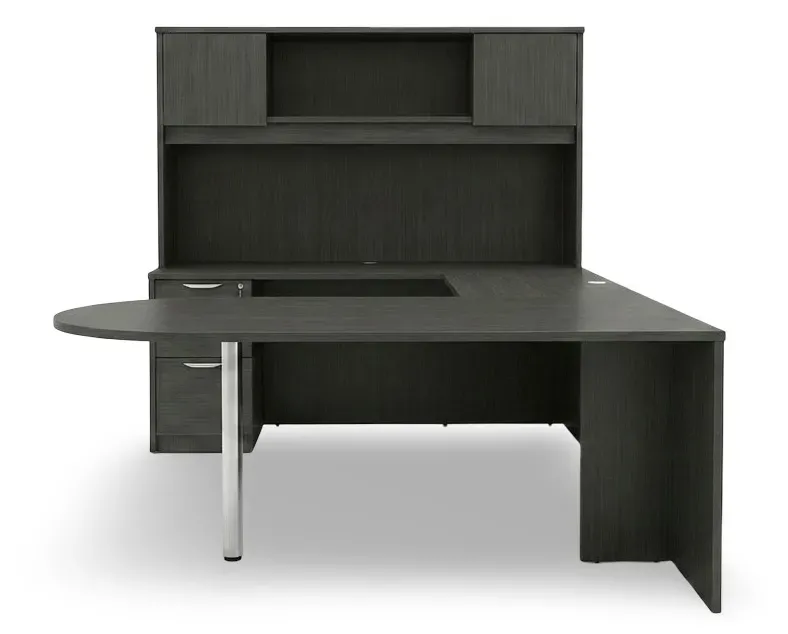U Shaped Peninsula Desk with Hutch