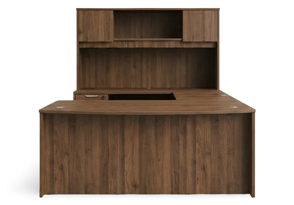 Bow Front U Shape Desk with Hutch