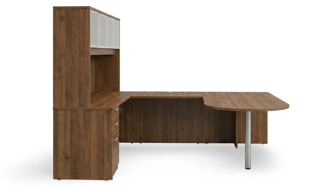U Shaped Peninsula Desk with Storage