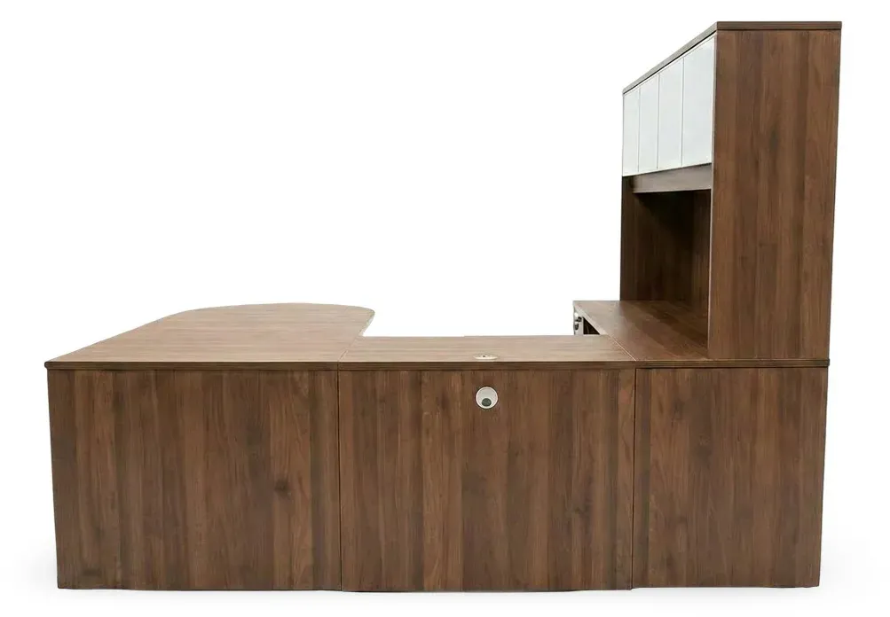 U Shaped Peninsula Desk with Storage