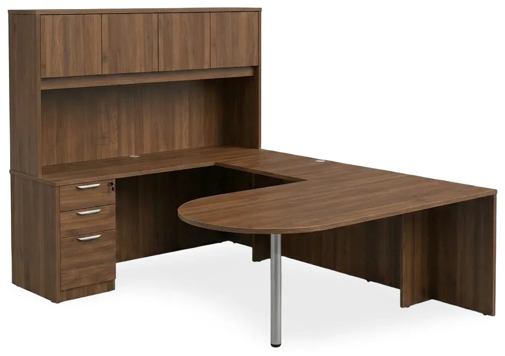U Shaped Peninsula Desk with Storage