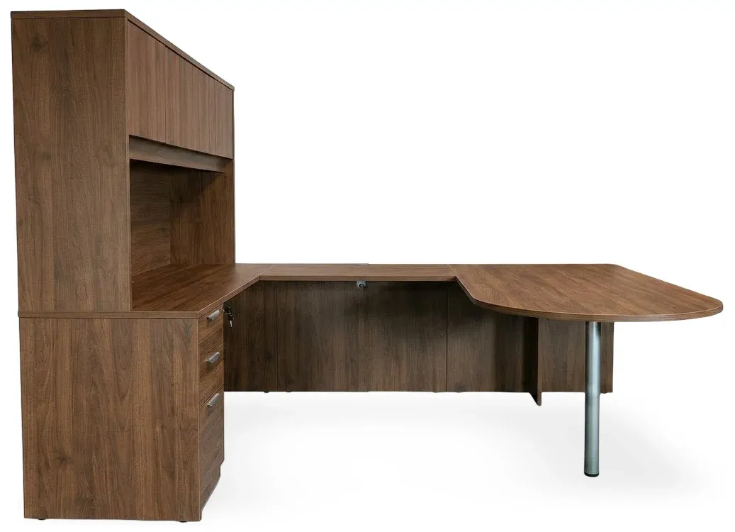 U Shaped Peninsula Desk with Storage
